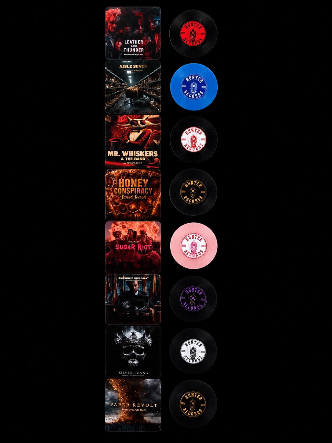 Eine Sammlung von Mini-Platten mit Cover-Art